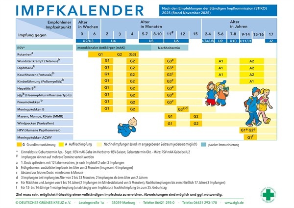 Impfkalender für Kinder und Jugendliche (PDF-Datei)