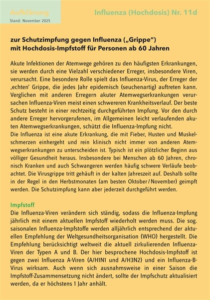 20 Aufklärungsbogen Influenza Hochdosis Nr. 11d