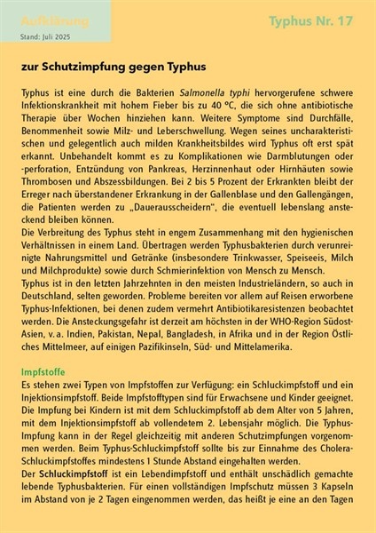 20 Aufklärungsbogen Typhus Nr. 17