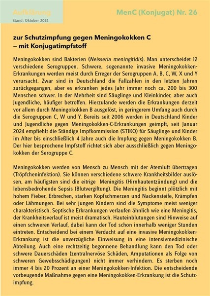 20 Aufklärungsbogen MenC (Konjugat) Nr. 26