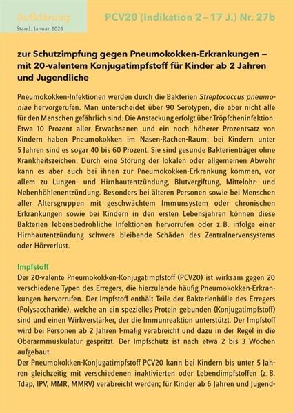 20 Aufklärungsbogen Pneumokokken-Konjugat (PCV20) Nr. 27b