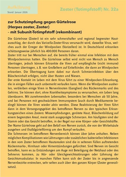 20 Aufklärungsbogen Zoster (Totimpfstoff) Nr. 32a