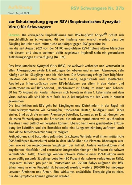 20 Aufklärungsbogen RSV Schwangere Nr. 37b