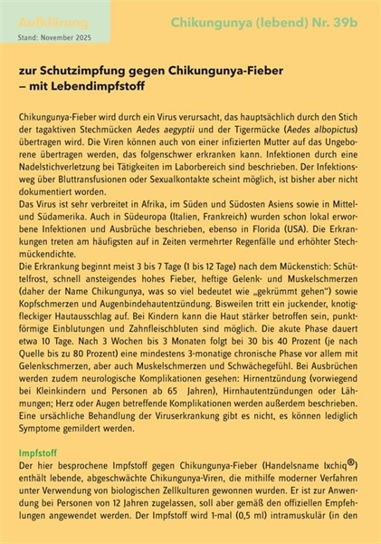 20 Aufklärungsbogen Chikungunya (Lebendimpfstoff) Nr. 39b